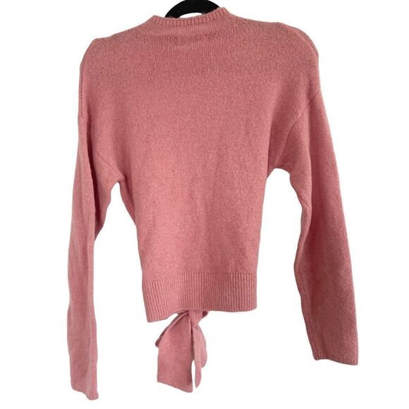 Wayf Nordstrom Mock Neck Tie Front Sweater Pink XS NWT - Picture 3 of 6